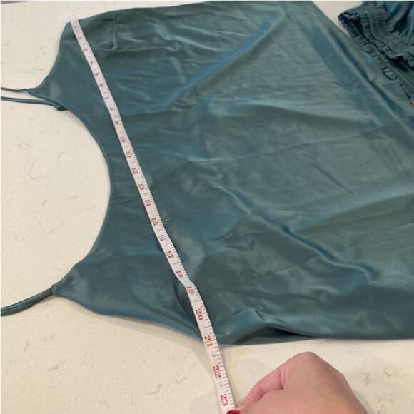 Parade Luxe Satin Lightweight Smooth Teal Blue Pajama Cami Short Set Size 3X - Picture 6 of 8